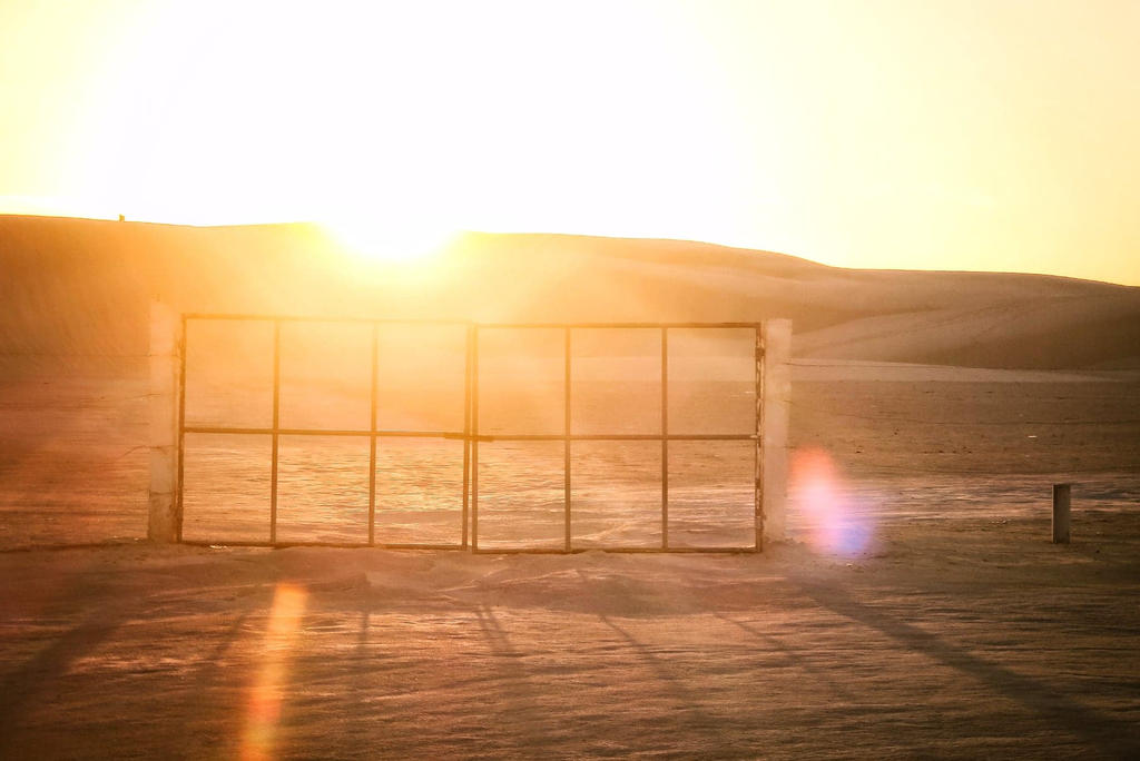 Le soleil en debut de journée, retour au départ après la boucle de 100km