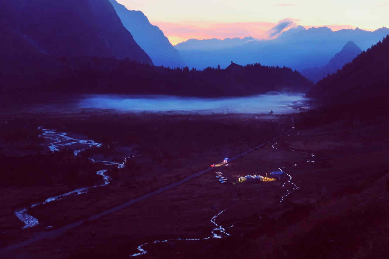 Arrivée au Lac Combal de nuit