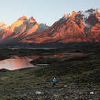 Footing matinal devant los Cuernos del Paine